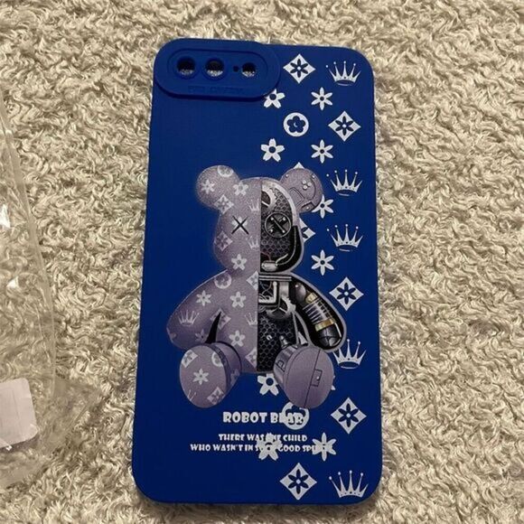 Robot Bear Patterned TPU Phone Case for‎ iPhone 7 Plus / 8 Plus - Blue Flexible - Picture 1 of 6